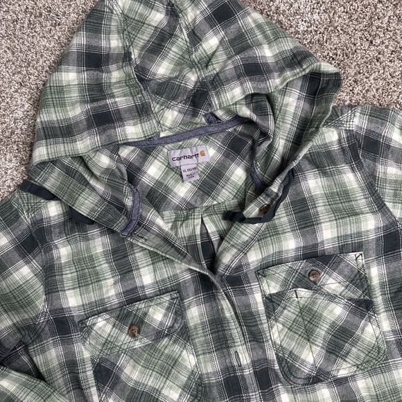 Carhartt Other - Carhartt Long Sleeve Hooded Button Down Flannel Shirt Mens XL